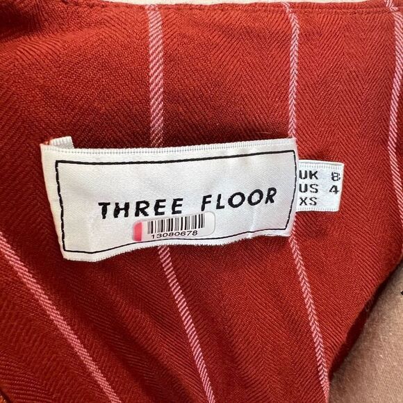 Three Floor Margaux Jumpsuit Rust Striped One-Shoulder Ruffle Belted Size 4 - Picture 6 of 15